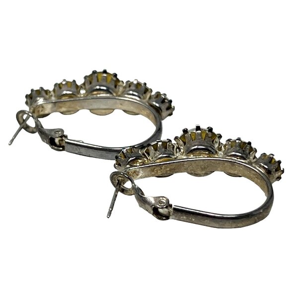 Rhinestone Hoops Large Clear Stones Silver Tone Earrings‎ - Picture 5 of 7